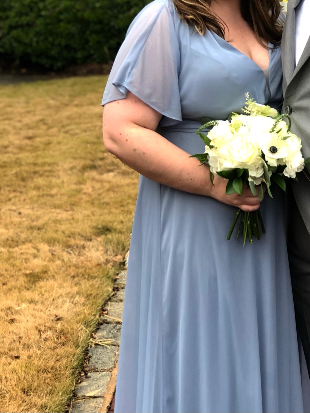 Azazie Light Blue Chiffon V-Neck Bridesmaid Dress